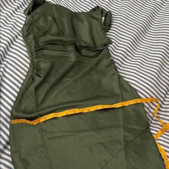 Petal & Pup Olive One-Shoulder Satin Evening Dress - Picture 14 of 16